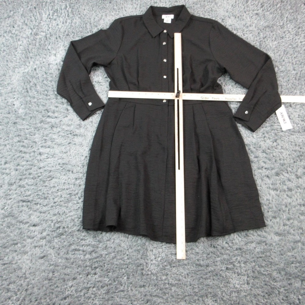 DKNY Dress Womens 14 Black Shirt Dress Midi Long Sleeve Button Front NWT - Picture 5 of 16